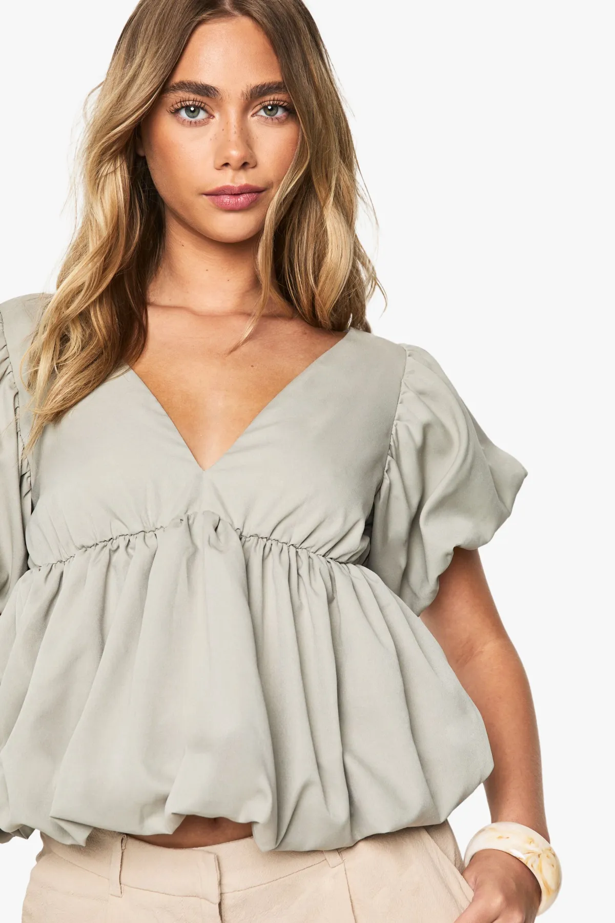 boohoo Top Popeline Puffball<Femme Tops