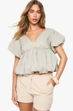 boohoo Top Popeline Puffball<Femme Tops