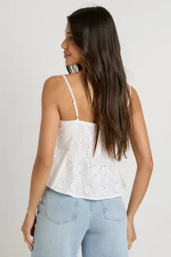 Top Péplum À Bretelles Fines Avec Broderie Anglaise