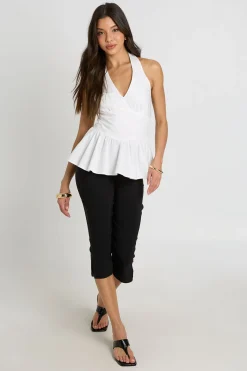boohoo Top Péplum En Popeline À Encolure Licou<Femme Tops