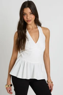 boohoo Top Péplum En Popeline À Encolure Licou<Femme Tops