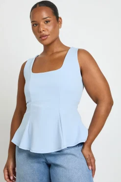 boohoo Top Péplum Grande Taille À Encolure Carrée<Femme Tops