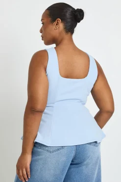 boohoo Top Péplum Grande Taille À Encolure Carrée<Femme Tops