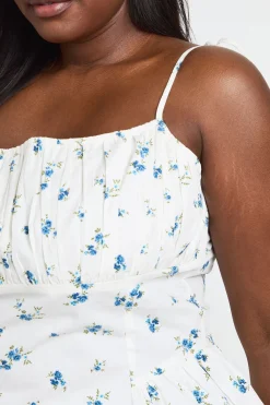 Top Péplum Grande Taille En Popeline À Imprimé Fleuri Ditsy Avec Détail Corset
