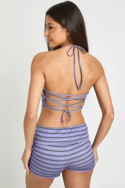 Top Rayé Dos Nu À Nouer Avec Col Licou