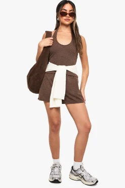 Top rayé à encolure halter