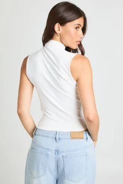 Top Sans Manches Asymétrique Froncé Avec Boutons