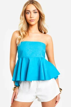 boohoo Top smock en popeline de coton avec nœud papillon dans le dos<Femme Tops