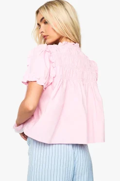 Top smock en popeline froncé