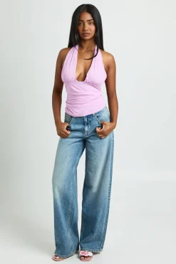 boohoo Top Texturé Dos Nu À Encolure Licou Plongeante<Femme Tops