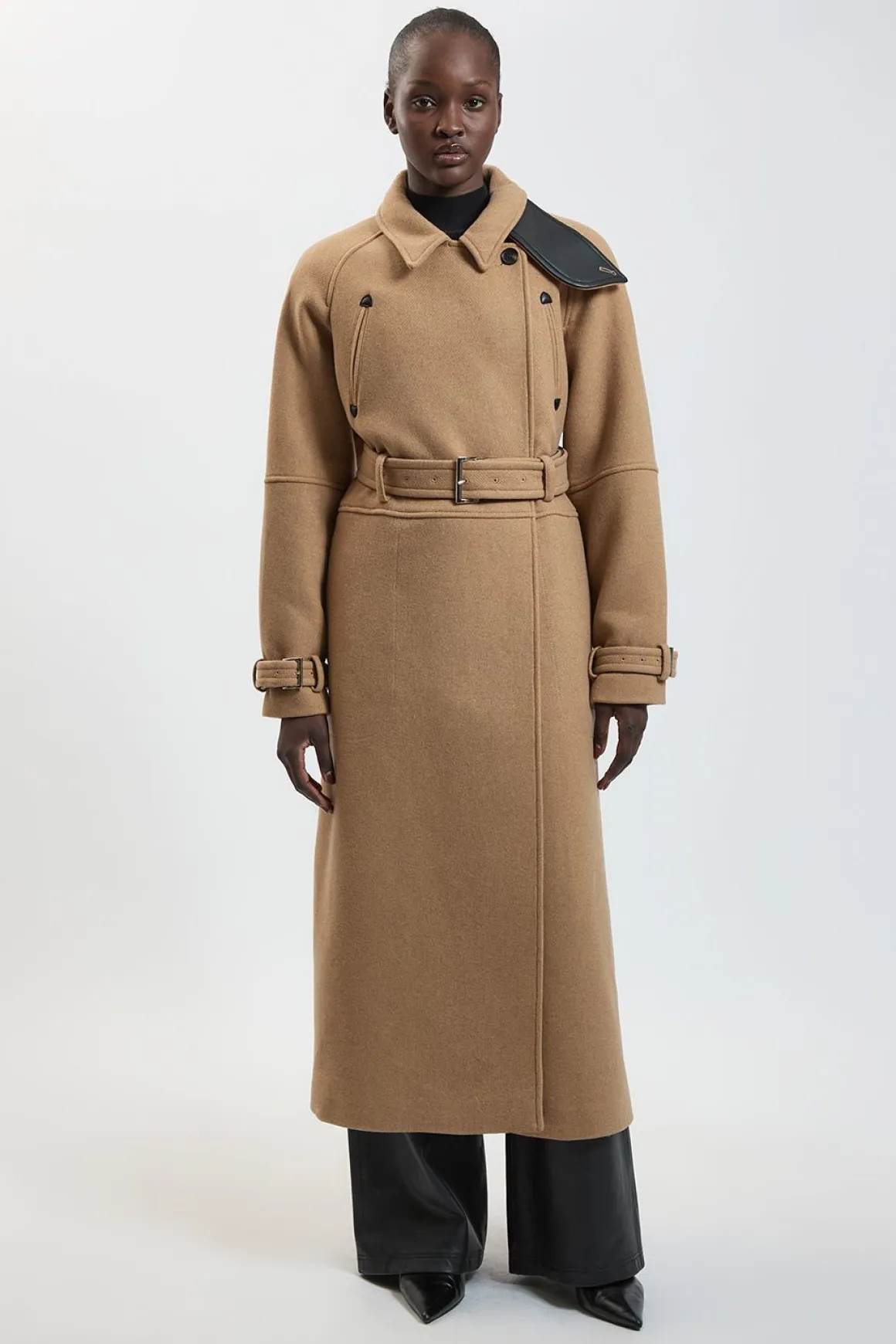 Trench-coat Ajusté En Laine