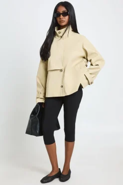 Trench-coat Ceinturé À Col Cheminée