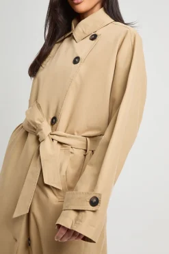 boohoo Trench-coat Ceinturé À Dos Froncé<Femme Vestes & Manteaux|Trenchs