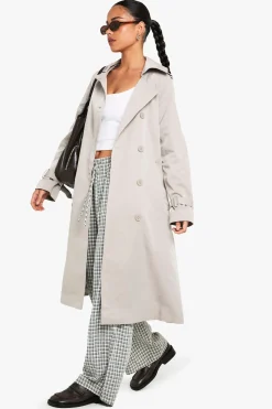 boohoo Trench-coat ceinturé à double boutonnage<Femme Looks De Rentrée|Manteaux Et Vestes D’Automne