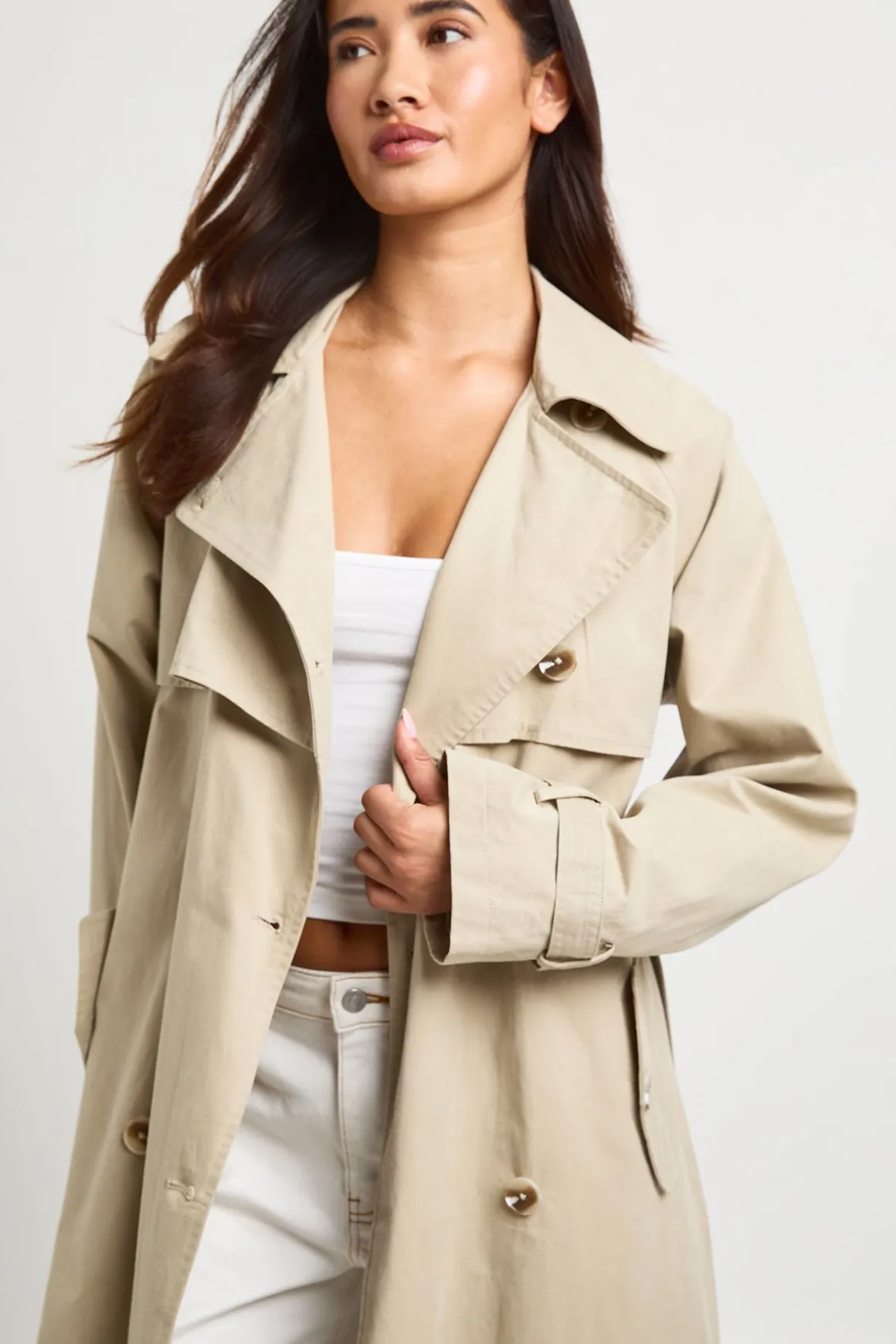 Trench-coat Ceinturé À Double Boutonnage