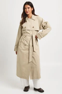 Trench-coat Ceinturé À Double Boutonnage