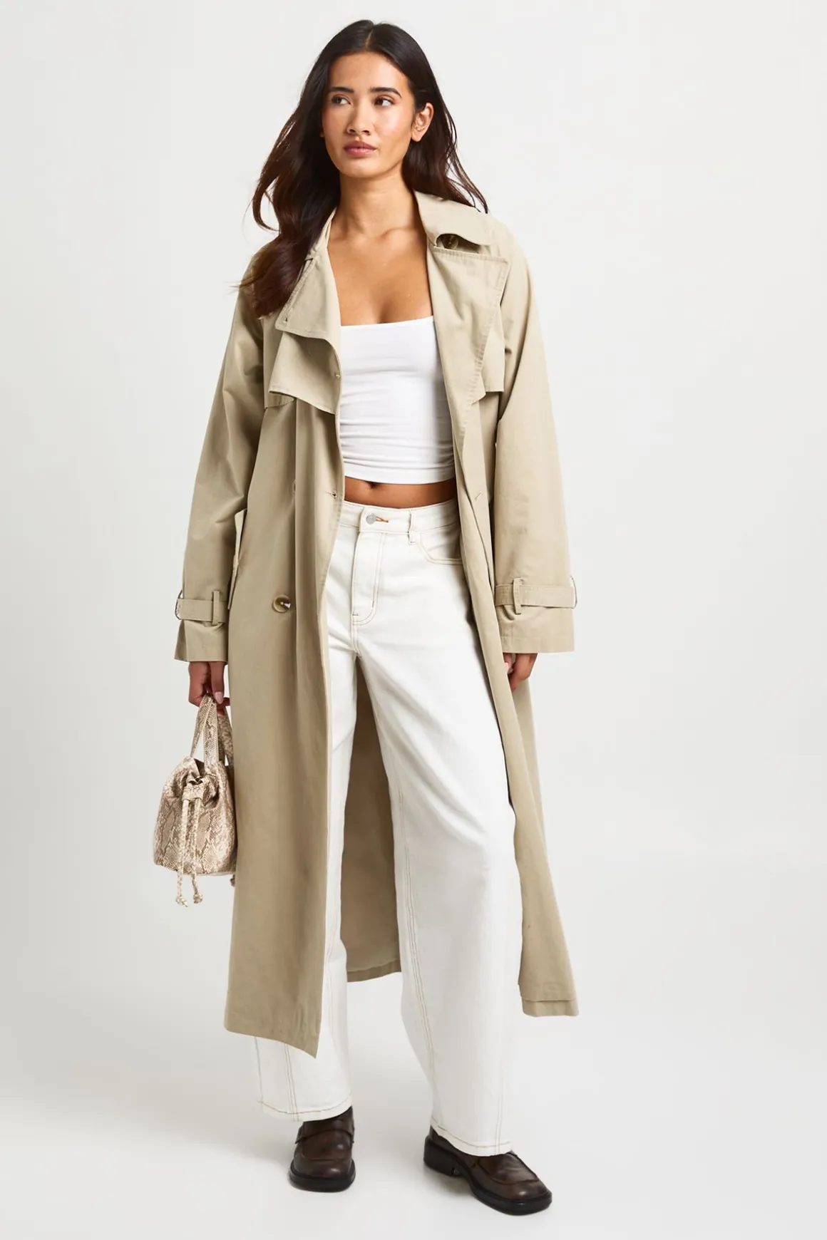Trench-coat Ceinturé À Double Boutonnage