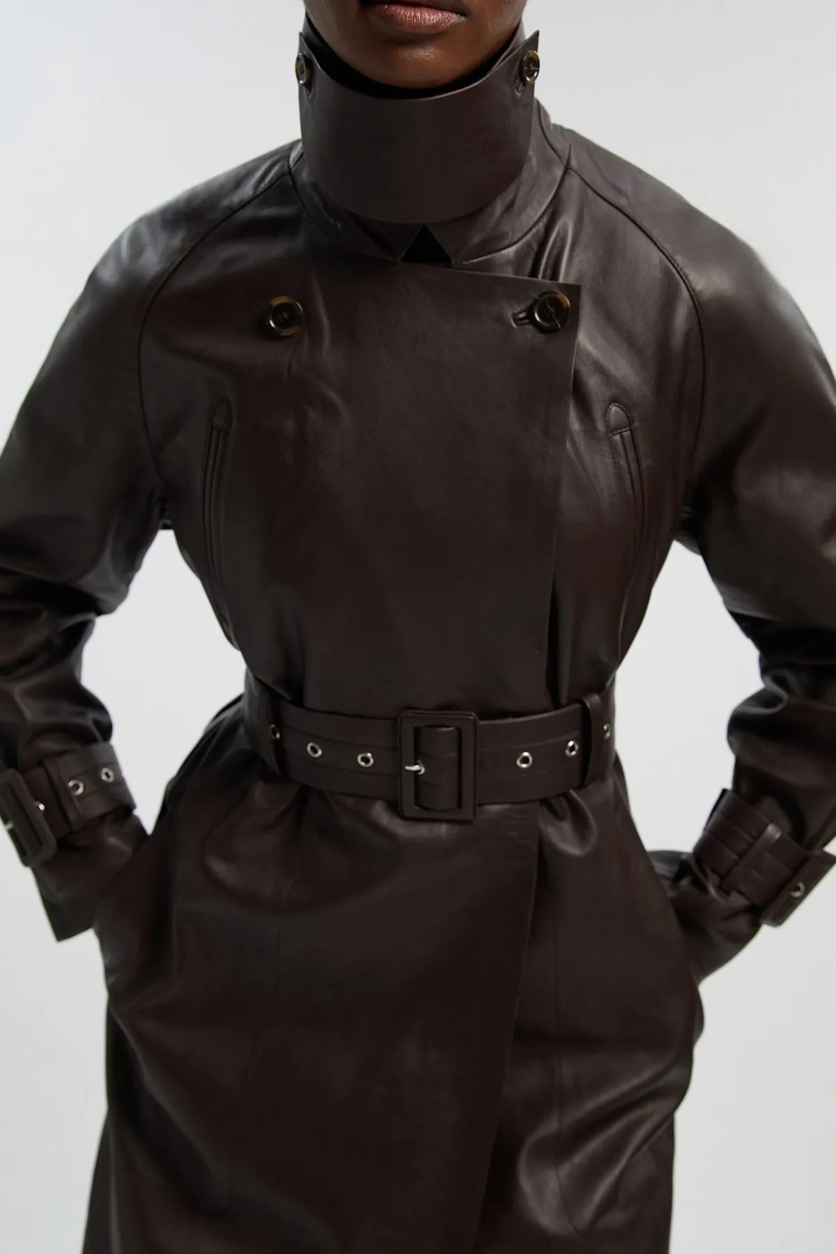 KarenMillen Trench-coat Ceinturé En Cuir Petite<Femme Vestes & Manteaux|Trenchs