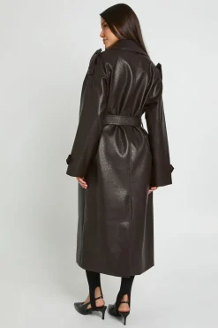 Trench-coat Ceinturé En Synthétique