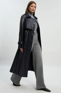 Trench-Coat Ceinturé en synthétique