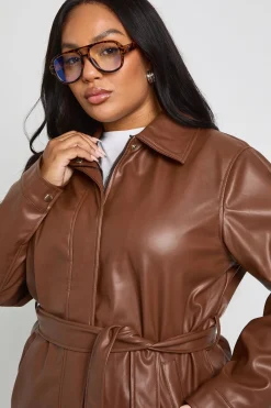 boohoo Trench-coat ceinturé Plus synthétique<Femme Vestes & Manteaux|Trenchs