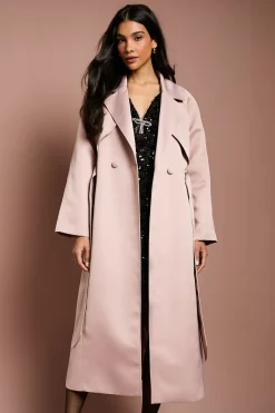 Coast Trench-Coat Ceinturé Satin Rose Poudré pour Occasions Spéciales<Femme Manteaux Et Vestes D’Automne|Vestes & Manteaux