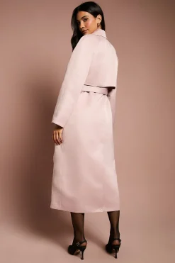 Coast Trench-Coat Ceinturé Satin Rose Poudré pour Occasions Spéciales<Femme Manteaux Et Vestes D’Automne|Vestes & Manteaux