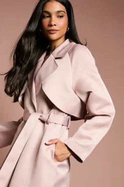 Coast Trench-Coat Ceinturé Satin Rose Poudré pour Occasions Spéciales<Femme Manteaux Et Vestes D’Automne|Vestes & Manteaux