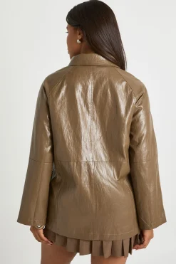 Trench-coat à col court en synthétique