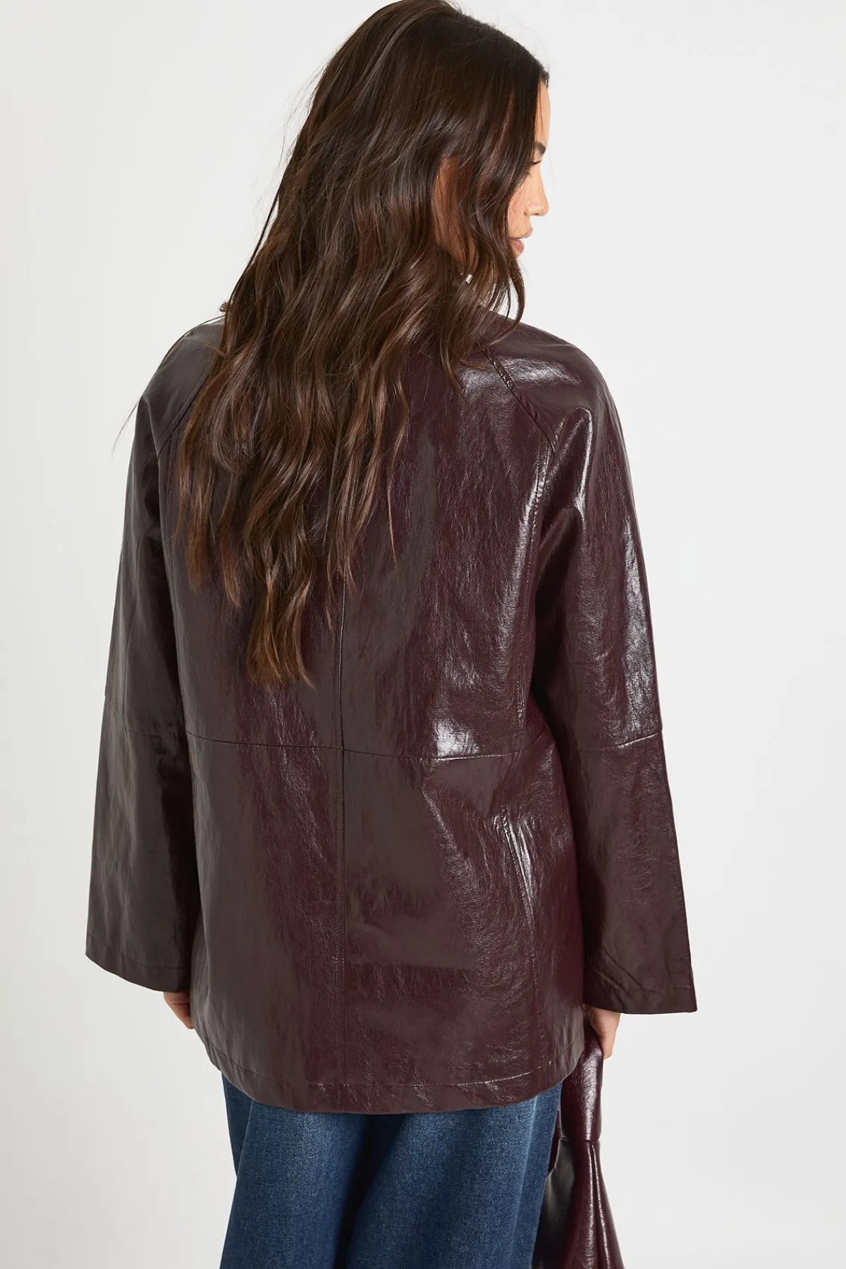 boohoo Trench-coat à col court en synthétique<Femme Manteaux Et Vestes D’Automne|Vestes & Manteaux