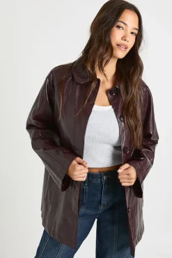 boohoo Trench-coat à col court en synthétique<Femme Manteaux Et Vestes D’Automne|Vestes & Manteaux