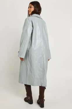 Trench-coat à col long en synthétique