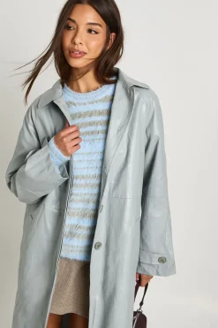 Trench-coat à col long en synthétique