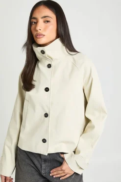 Trench-coat À Col Montant Avec Boutons