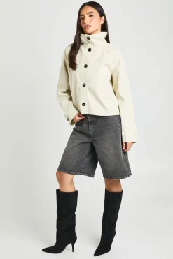 Trench-coat À Col Montant Avec Boutons
