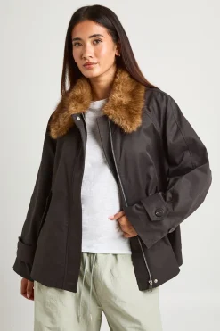 Trench-coat Col Montant Avec Bordure En Synthétique