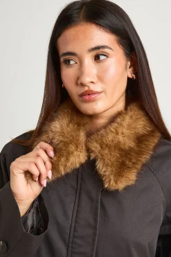 Trench-coat Col Montant Avec Bordure En Synthétique