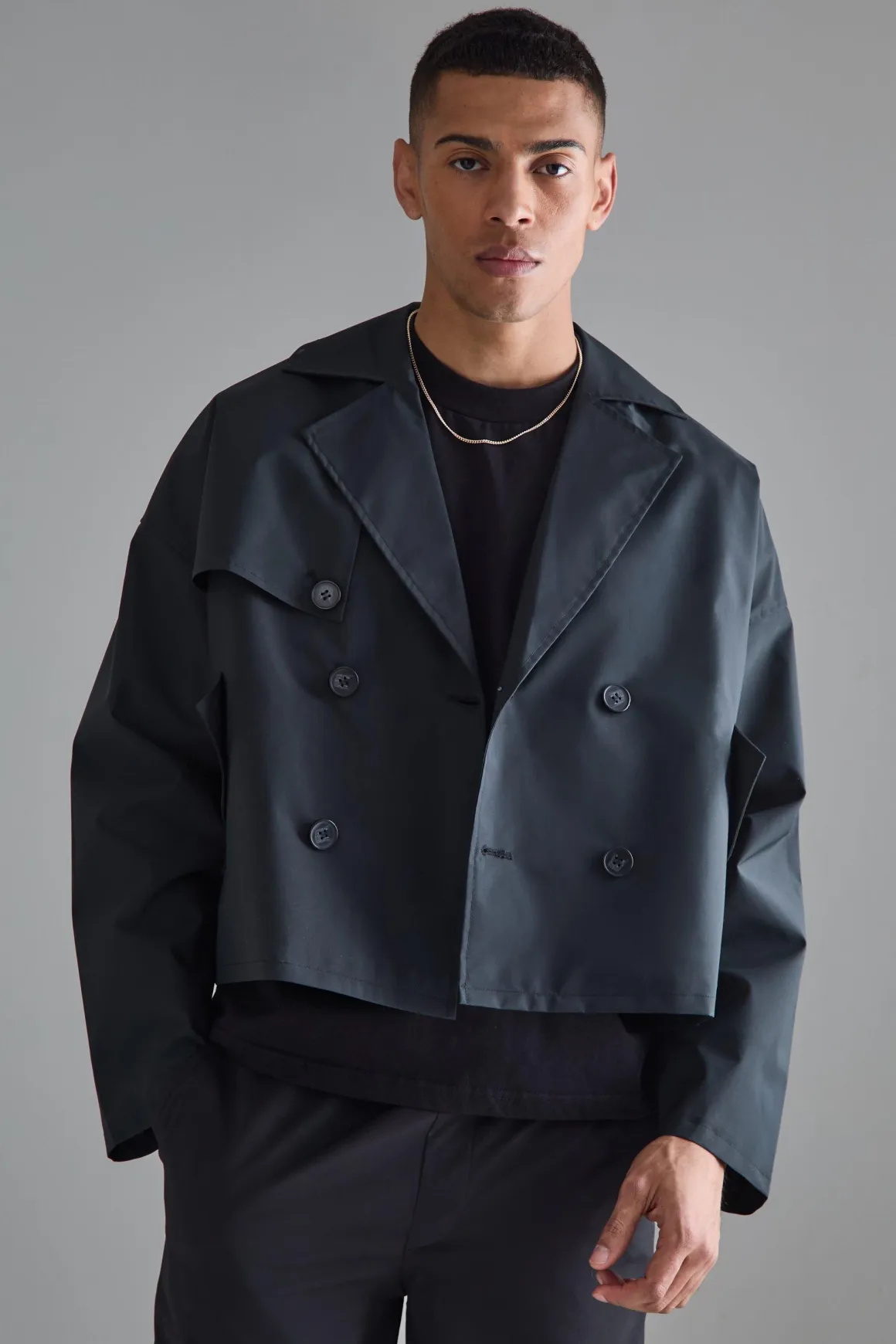 Trench-coat court à double boutonnage