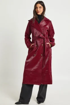 boohoo Trench-coat Croc en synthétique<Femme Vestes & Manteaux|Trenchs