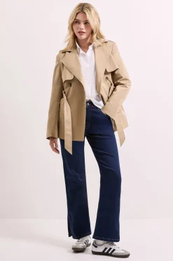 Trench-coat Croisé avec Ceinture