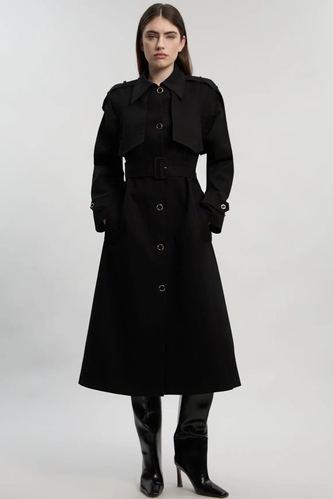 Trench-coat à dos plissé
