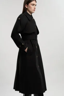Trench-coat à dos plissé