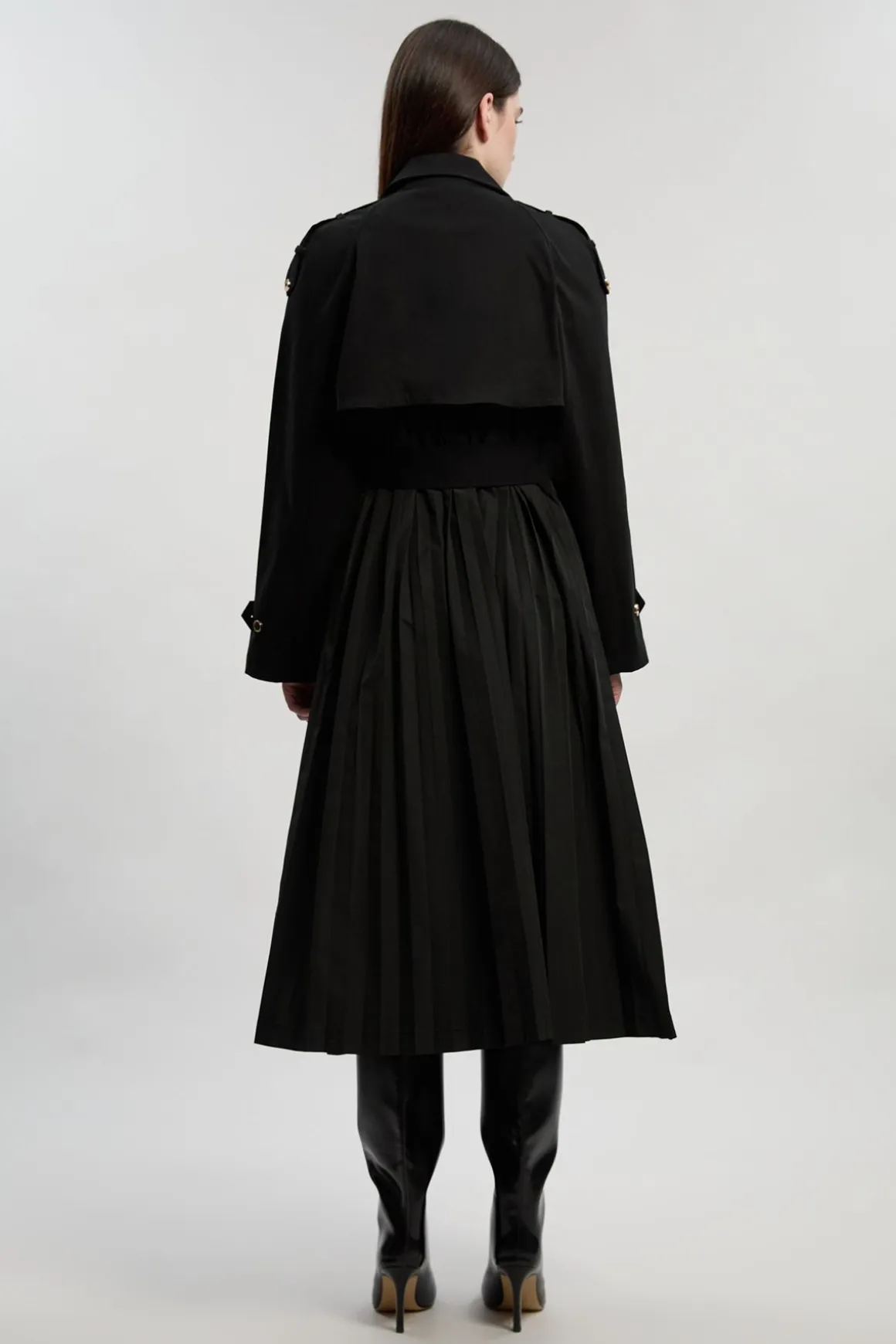 Trench-coat à dos plissé