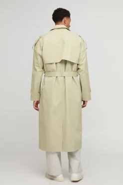Trench-coat double boutonné en sergé surdimensionné