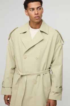 Trench-coat double boutonné en sergé surdimensionné