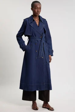 KarenMillen Trench-coat En Denim Avec Ceinture<Femme Denim|Vestes & Manteaux