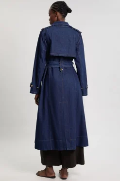 KarenMillen Trench-coat En Denim Avec Ceinture<Femme Denim|Vestes & Manteaux