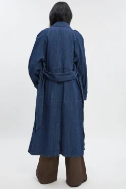 Trench-coat en denim rayé