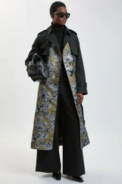 Trench-coat En Mélange Jacquard