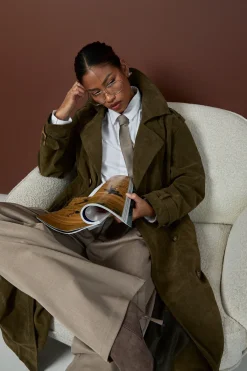 boohoo Trench-coat en suède synthétique<Femme Vestes & Manteaux